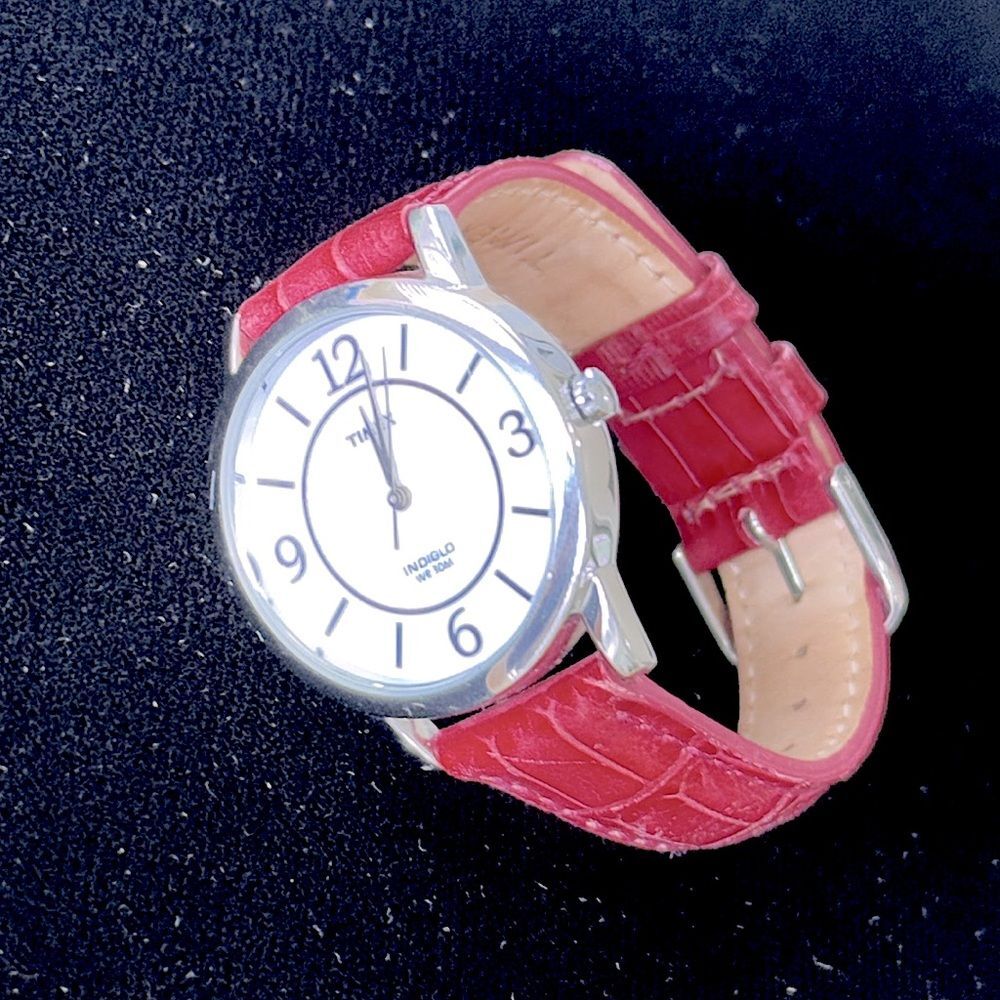 Timex Croc embossed Red Leather Strap Watch GUC - Picture 5 of 14